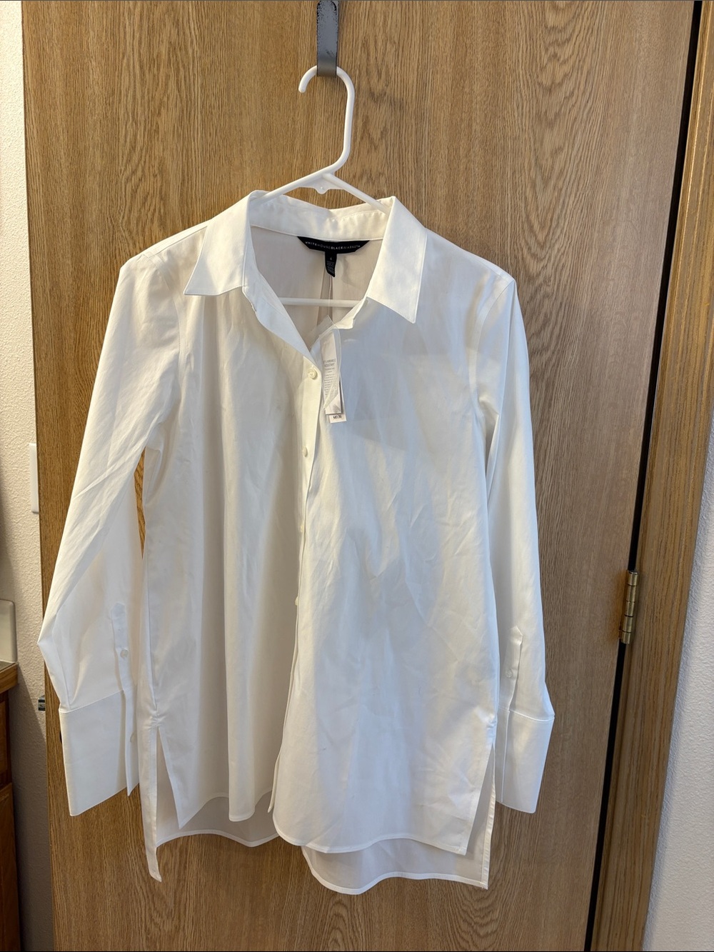 White House Black Market Men's White Button-Front Dress Shirt